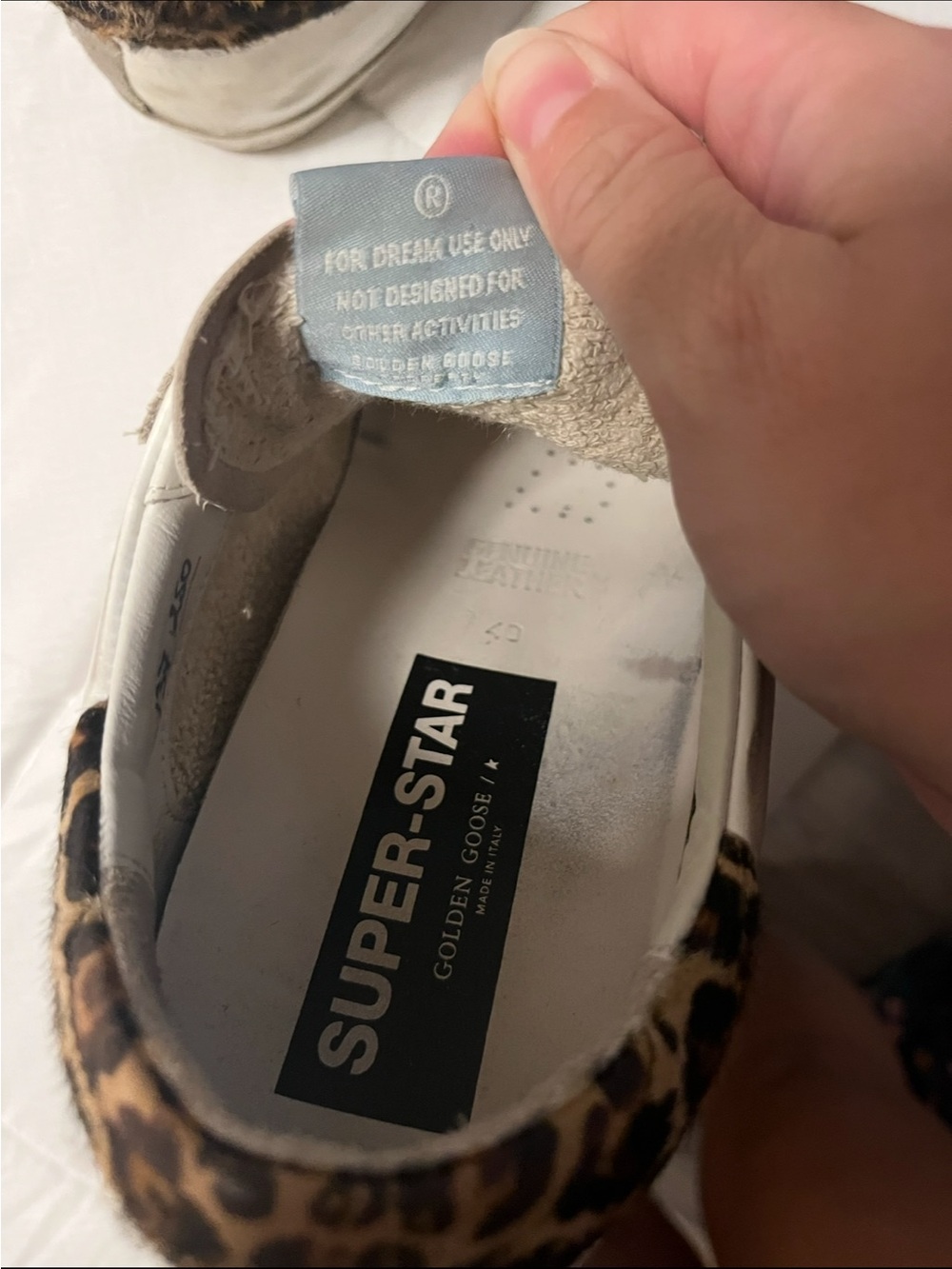 Golden Goose White Leather Sneakers with Black Star and Leopard Heel Tab - Picture 4 of 5